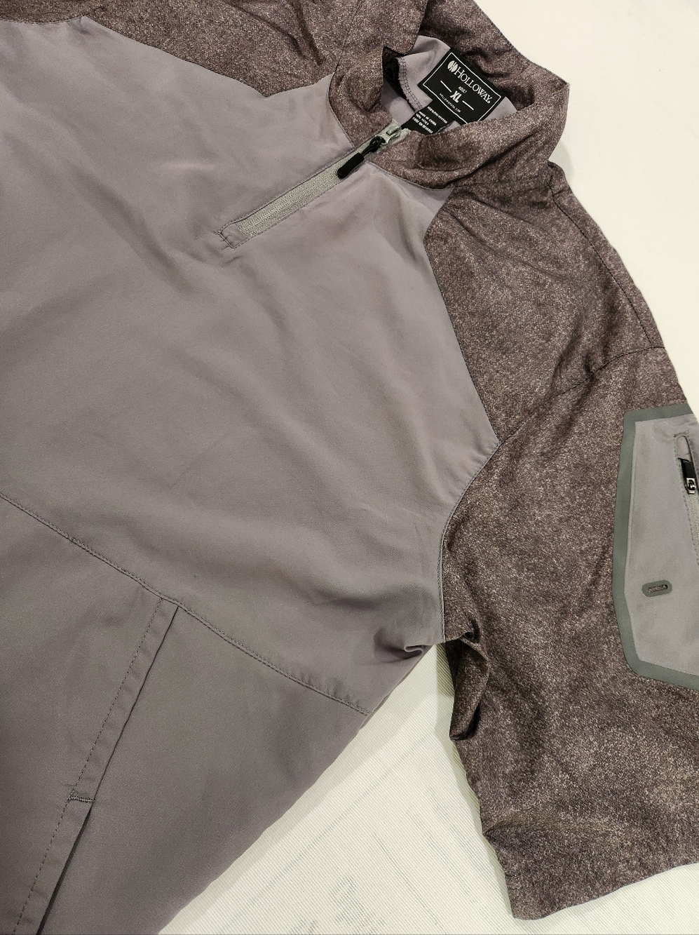 Holloway Men's Half-Zip Windbreaker Pullover Gray XL Lightweight Short Sleeve
